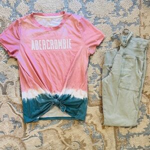 Abercrombie Pink and Blue Tie-Dye T-Shirt